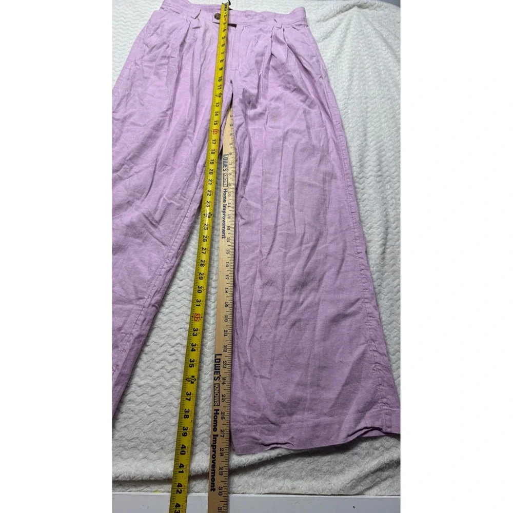 Banana Republic Pink Lavender Linen Wide Leg Pleated Pants Size 8 High Rise